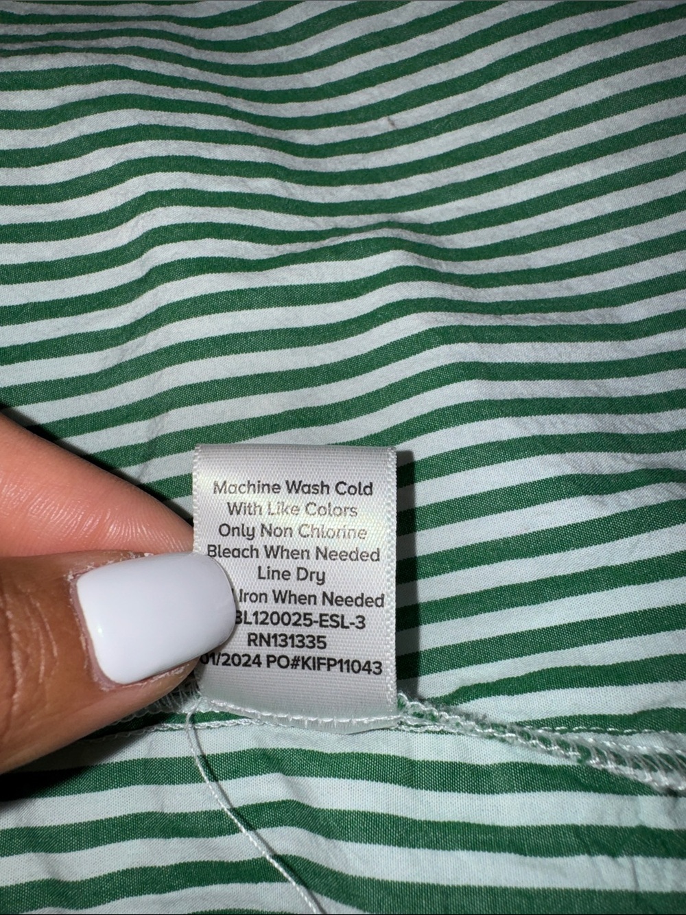 Evereve Green and White Striped Button-Up Shirt - Picture 8 of 8
